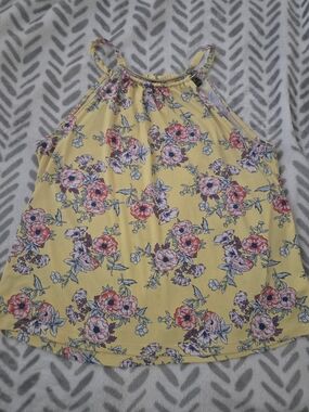 Yellow Floral Halter Tank Top